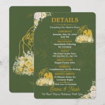 Elegante olijf botanische verlovingsdetails kaart