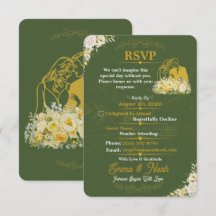 Elegante olijf botanische verlovingskaart RSVP