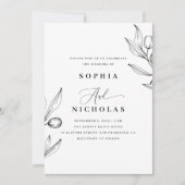 Elegante Olijf Bruiloft | Botanische Foto + QR Cod Kaart (Voorkant)