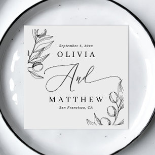 Elegante Olijf Bruiloft Minimalistische Delicate Servet