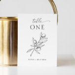 Elegante olijf. Delicate botanische Italiaanse bru Kaart<br><div class="desc">Zwart-wit delicate botanische Italiaanse trouwtafel nummer met elegante olijftak.</div>
