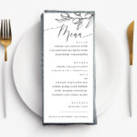 Elegante olijf. Delicate botanische Italiaanse bru Menu<br><div class="desc">Zwart-wit delicaat botanisch Italiaans huwelijksmenu met elegant script en olijftak. Geschikt voor verjaardag,  jubileum en een ander feest. Neem contact met me op als je nog meer objecten nodig hebt.</div>