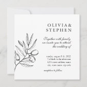 Elegante olijf. Eenvoudig Formeel zwart wit Bruilo Kaart (Voorkant)