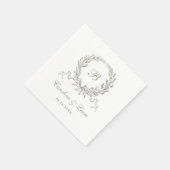 Elegante olijf eiken krans vintage trouw monogram servet (Hoek)