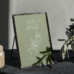 Elegante olijf. Groene Mediterrane Italiaanse brui Kaart<br><div class="desc">Fijne botanische Italiaanse trouwtafel Nummer met elegante olijftak in pastelgroene kleur. Geschikt voor een mediterrane bruiloft.</div>