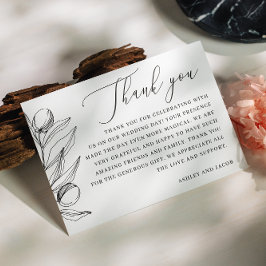 Elegante olijf Italiaanse bruiloft | Middellandse- Bedankkaart