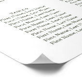 Elegante Olijf Signature Bruiloft Zittafel Grafiek Poster (Hoek)