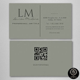 Elegante Olijf Taupe QR Code Zakelijke Kaart Visitekaartje