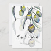 Elegante Olijf Waterverf Illustratie Bedankkaart (Voorkant)