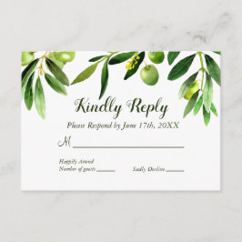 Elegante Olijfblad Boho Tuin RSVP Kaart