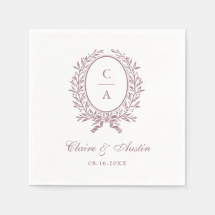 Elegante Olijfblad Krans Vintage bruiloft Mauve Servet