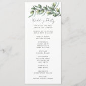 Elegante olijfbladeren. Garden italiaanse bruiloft Programmakaart (Achterkant)