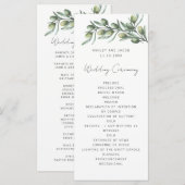 Elegante olijfbladeren. Garden italiaanse bruiloft Programmakaart (Voorkant / Achterkant)
