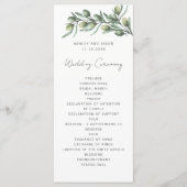 Elegante olijfbladeren. Garden italiaanse bruiloft Programmakaart (Voorkant)