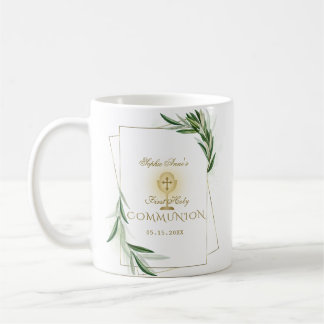 Elegante olijfbladeren Goud Eerste Heilige Communi Koffiemok