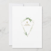 Elegante olijfbladeren Gouden Jongen Eerste Heilig Kaart (Achterkant)