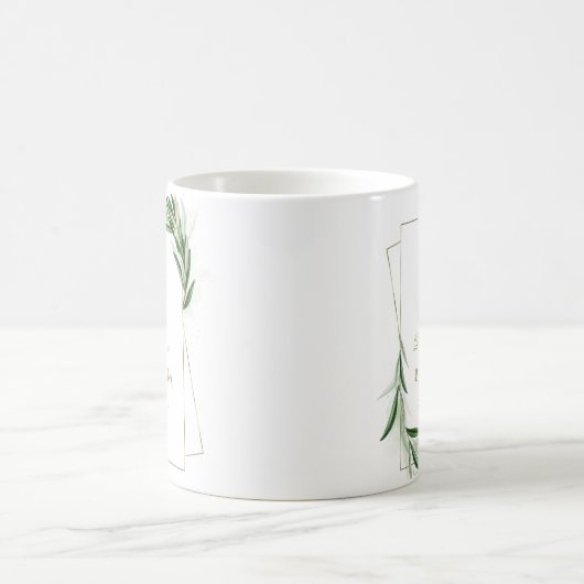 Elegante olijfbladeren Gouden Jongensdoop Koffiemok (Center)