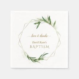 Elegante olijfbladeren Gouden Jongensdoop    Servet