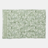 Elegante olijfbladeren patroon aangepaste naam theedoek (Horizontaal)