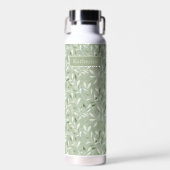 Elegante olijfbladeren patroon aangepaste naam waterfles (Voorkant)