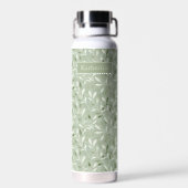 Elegante olijfbladeren patroon aangepaste naam waterfles (Achterkant)