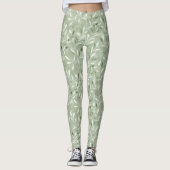 Elegante olijfbladerenpatroon leggings (Voorkant)