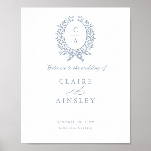 Elegante olijfbladkrans vintage welkomstbord poster (Voorkant)