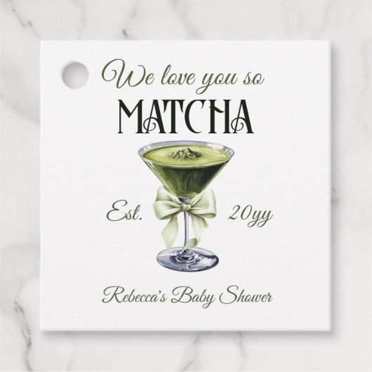 Elegante olijfboog hou van je, dus matcha Baby sho Bedankjes Labels (Voorkant)