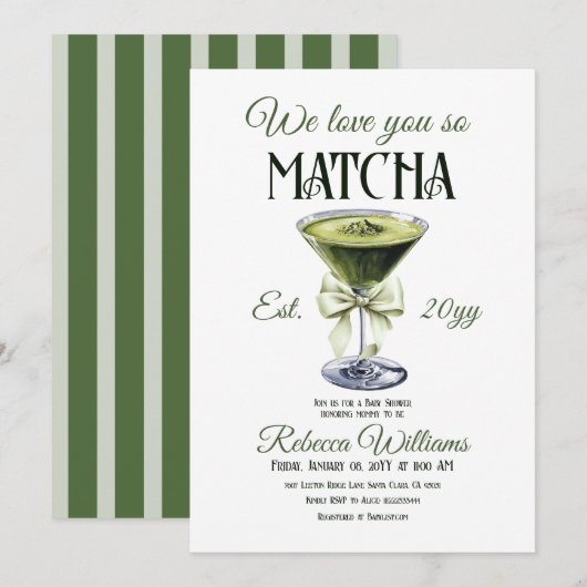 Elegante olijfboog hou van je, dus matcha Baby sho Kaart (Voorkant / Achterkant)