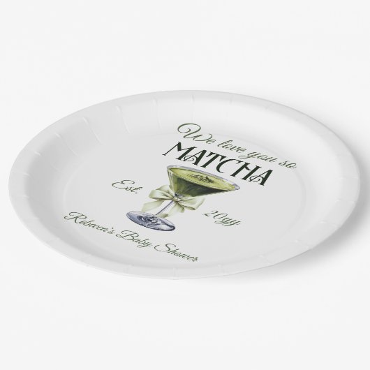 Elegante olijfboog hou van je, dus matcha Baby sho Papieren Bordje (Gekanteld)