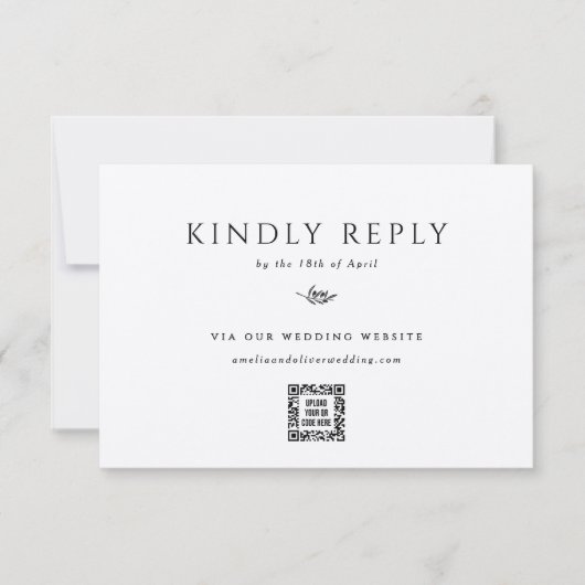 Elegante olijfboom tak minimalistische bruiloft RSVP kaartje (Voorkant)