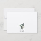 Elegante olijfboom tak minimalistische bruiloft RSVP kaartje (Achterkant)
