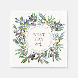 Elegante olijfboomtakken Italiaanse Toscaanse brui Servet