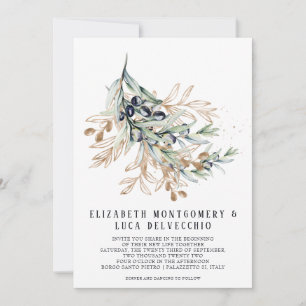 Elegante olijfgaard Boho botanische uitnodiging