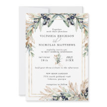 Elegante olijfgaard | Boho botanische uitnodiging