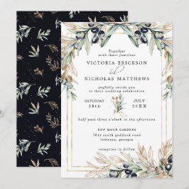 Elegante olijfgaard | Boho botanische uitnodiging