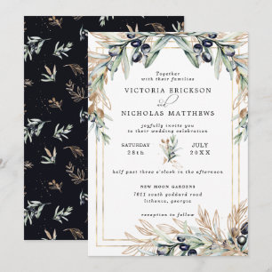 Elegante olijfgaard Boho botanische uitnodiging