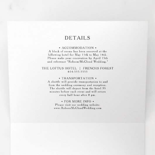 Elegante Olijfgroen Bruiloft Alles In Een Drievoud Drieluik Uitnodiging (Binnenzijde eerst)