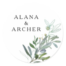 Elegante Olijfgroen Bruiloft Envelop Afdichtingen