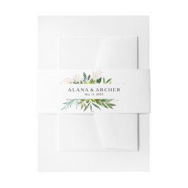 Elegante Olijfgroen Bruiloft Uitnodigingen Wikkel