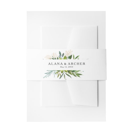 Elegante Olijfgroen Bruiloft Uitnodigingen Wikkel (Voorkant Voorbeeld)