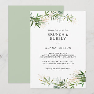 Elegante Olijfgroen Brunch en Bubble Shower In Kaart