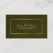 Elegante Olijfgroen & Goud Professionele QR Code Visitekaartje (Voorkant)