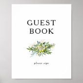 Elegante olijfgroen guestbook bord poster (Voorkant)