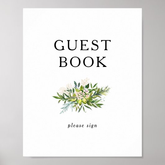 Elegante olijfgroen guestbook bord poster (Voorkant)
