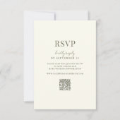 Elegante olijfgroen moderne bruiloft RSVP kaartje (Voorkant)
