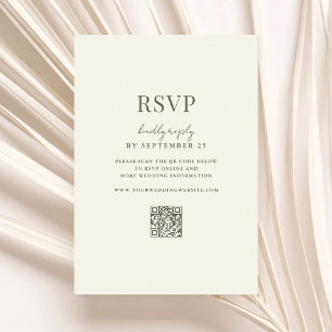Elegante olijfgroen moderne bruiloft RSVP kaartje