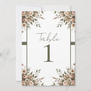 Elegante Olijfgroen & Witte Bloemen Hoek Trouwen Kaart