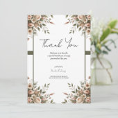 Elegante Olijfgroen & Witte Bloemen Hoek Trouwen Kaart (Staand voorkant)