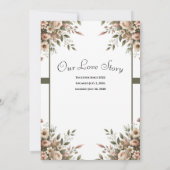Elegante Olijfgroen & Witte Bloemen Hoek Trouwen Kaart (Achterkant)